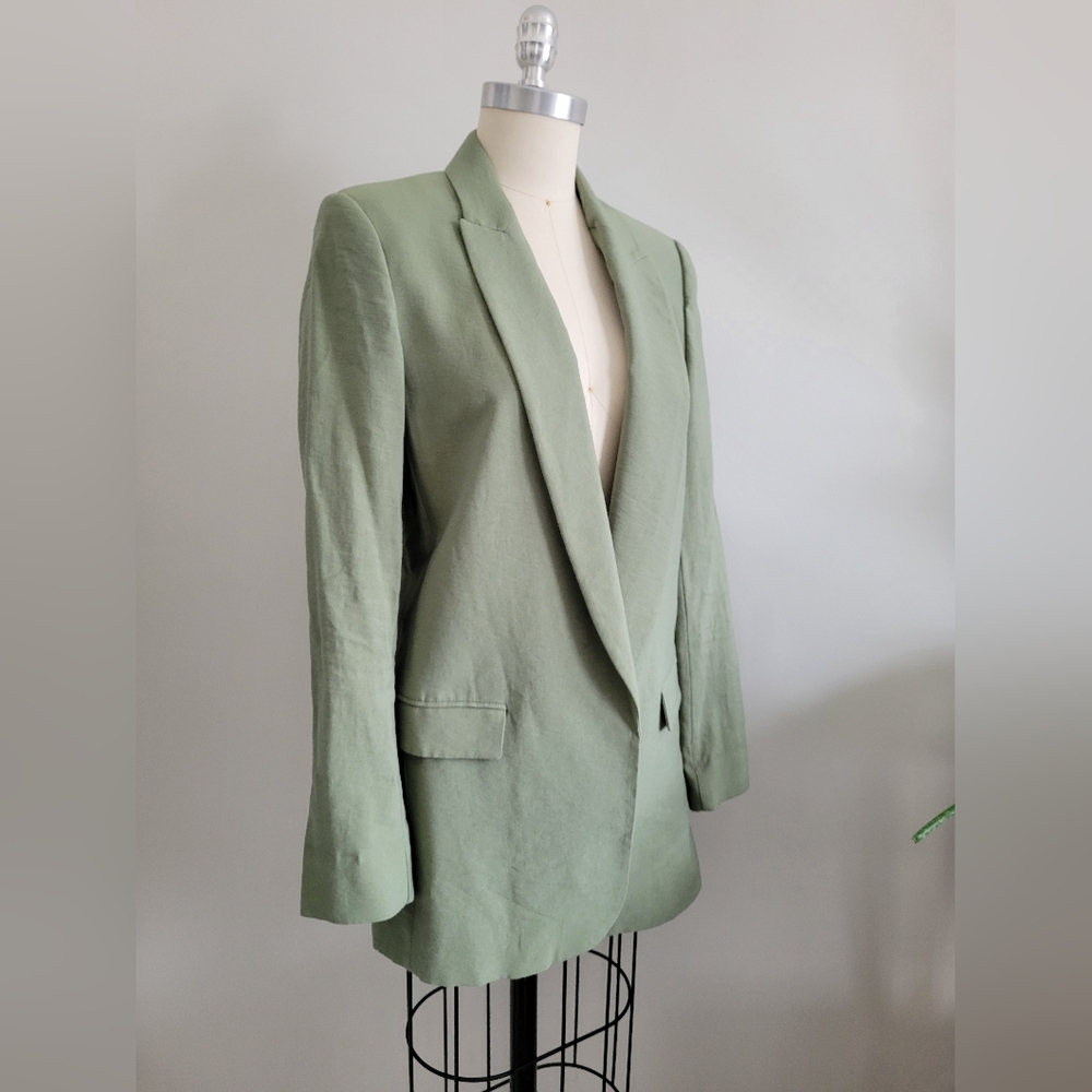 ZARA green hip length blazer